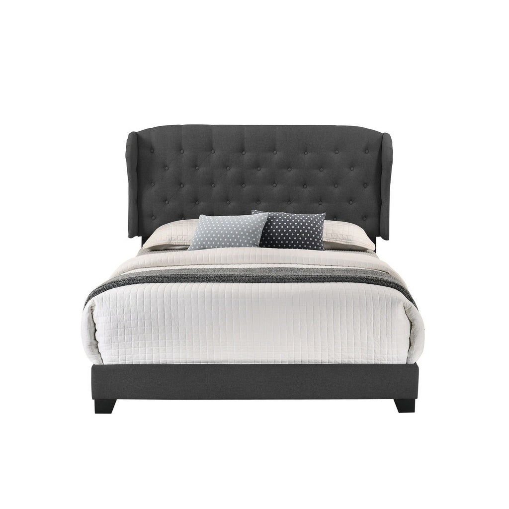 SH279DGR-1 QUEEN BED W/DARK GREY FABRIC