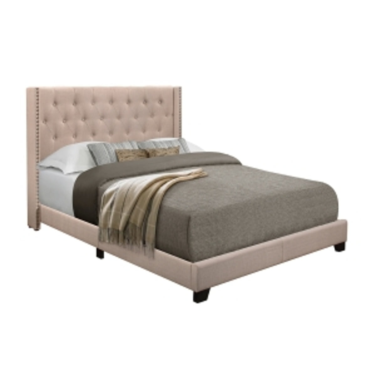 SH215KBGE-1 KING BED W/BEIGE FABRIC
