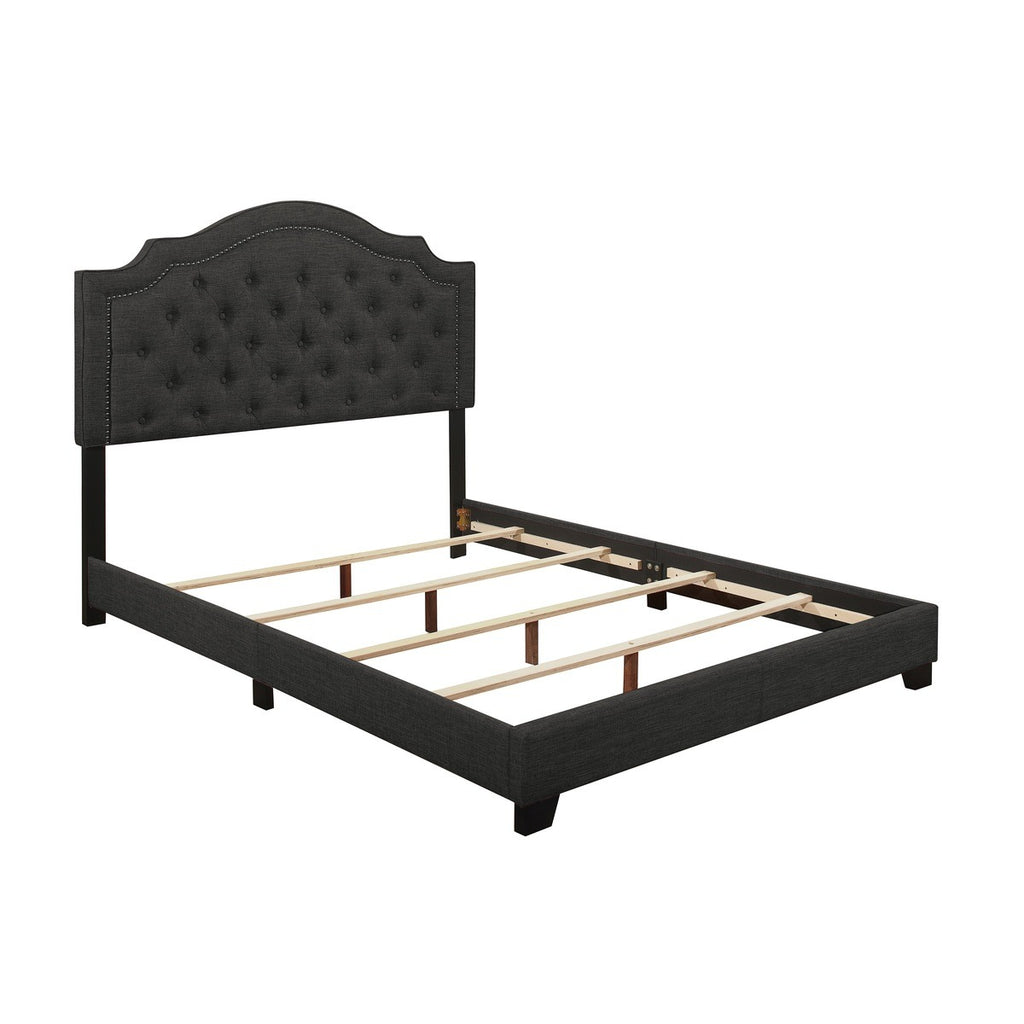 SH255DGR-1 QUEEN BED W/DARK GREY FABRIC
