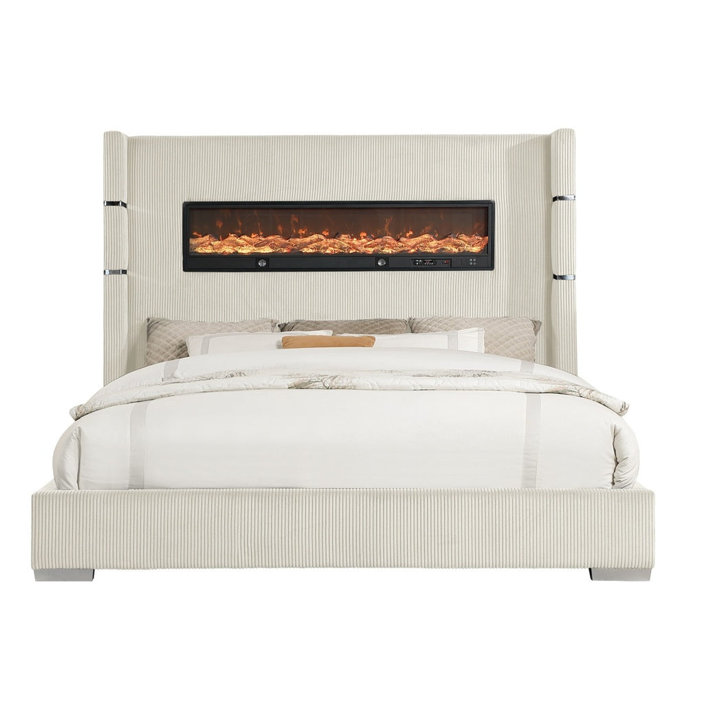 SH296WHTK-1EK UPHL EK BED W/ FIREPLACE DISPLAY