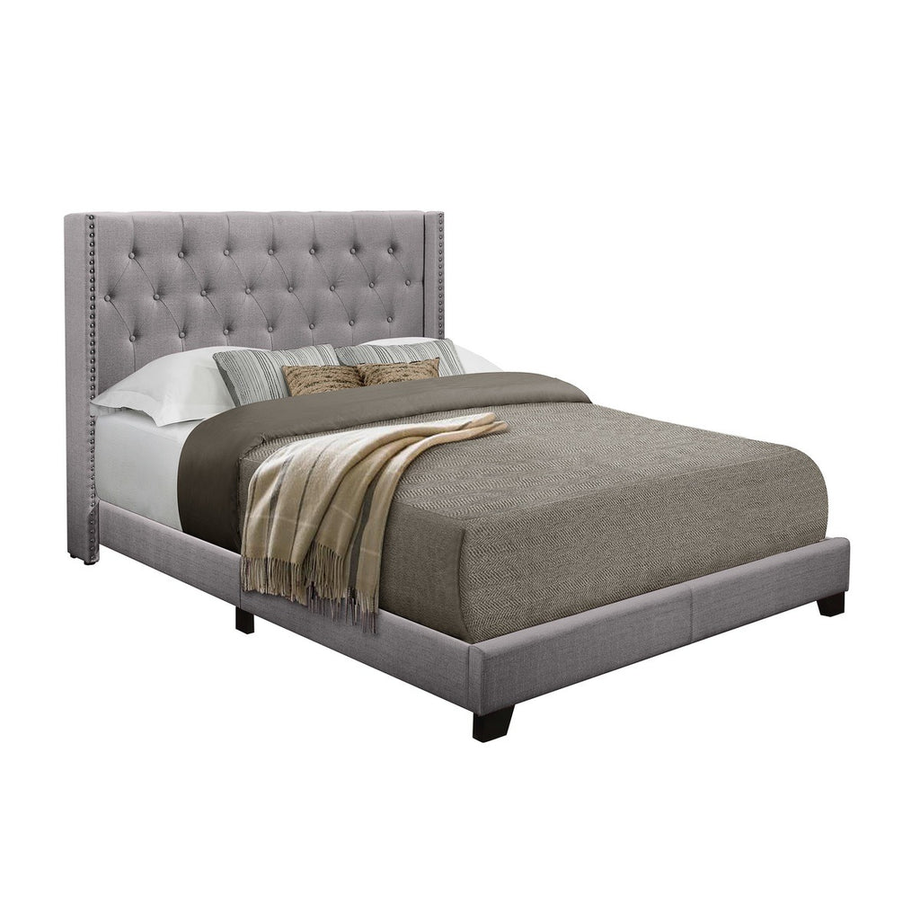 SH215GRY-1 QUEEN BED W/GREY FABRIC