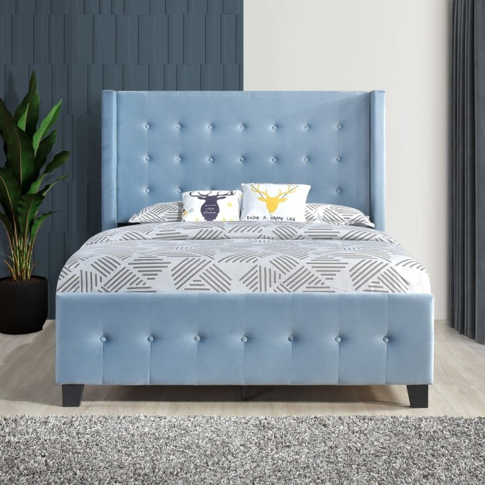 SH2618BLUK-1EK KING BED W/ TUFTED AND W/ SPEAKER & USB/TYPE C, BLUE VELVET