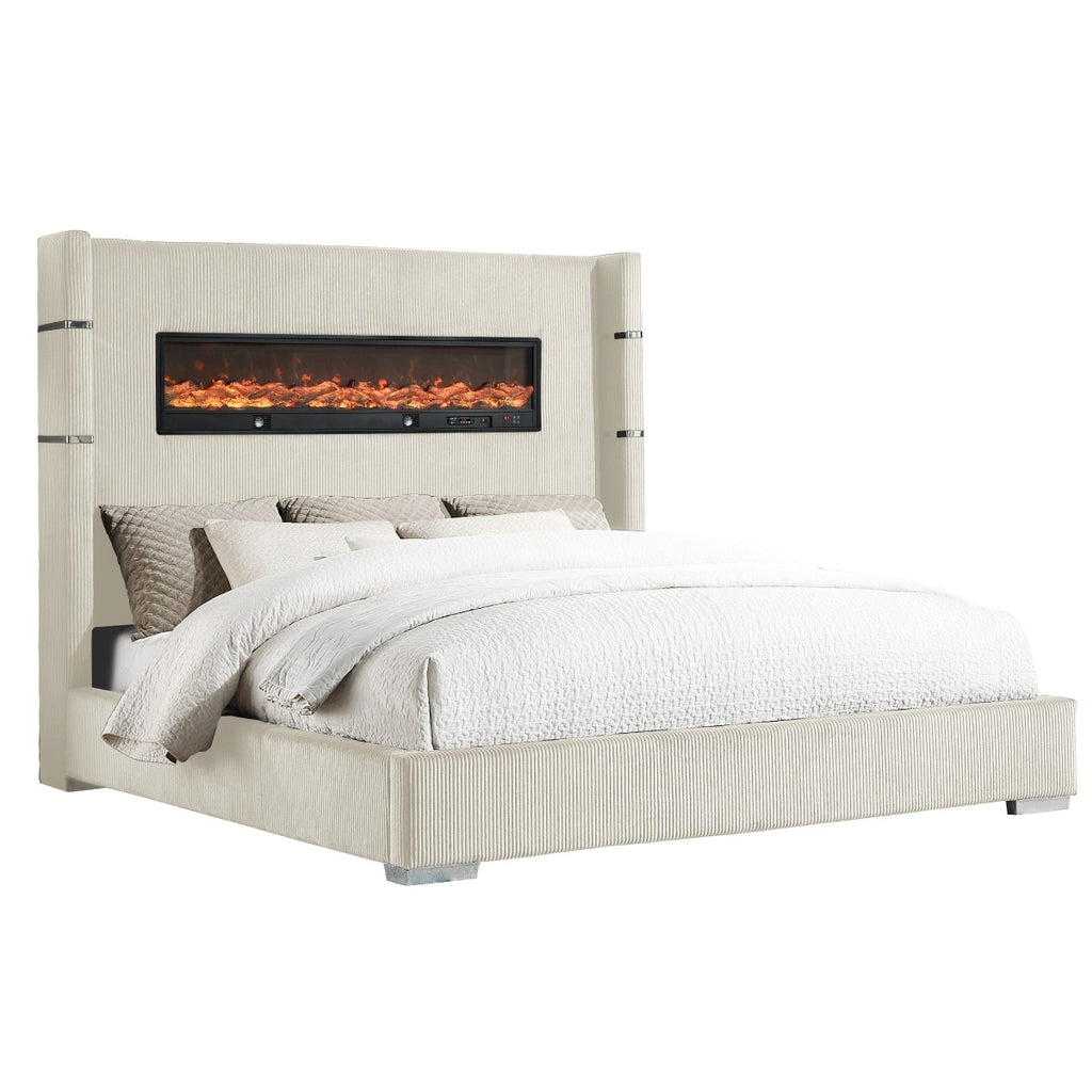 SH296WHTK-1EK UPHL EK BED W/ FIREPLACE DISPLAY