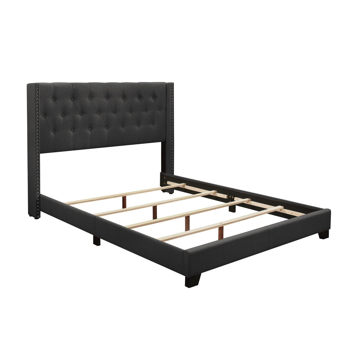 SH215DGR-1 QUEEN BED W/DARK GREY FABRIC