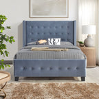 SH2618DGRK-1EK KING BED W/ TUFTED AND W/ SPEAKER & USB/TYPE C, DARK GRAY VELVET