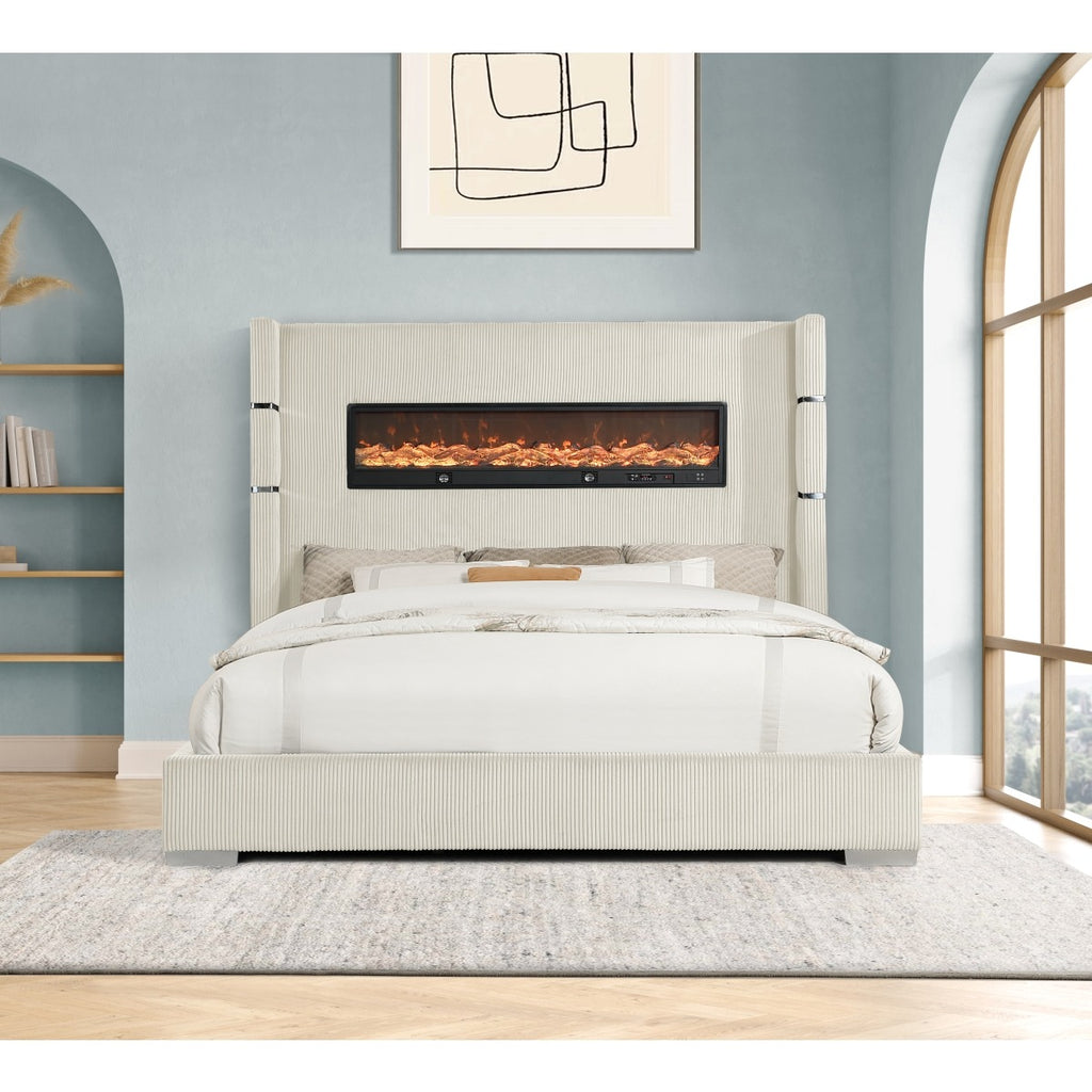 SH296WHTK-1EK UPHL EK BED W/ FIREPLACE DISPLAY