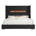 SH296BLK-1 UPHL QN BED W/ FIREPLACE DISPLAY