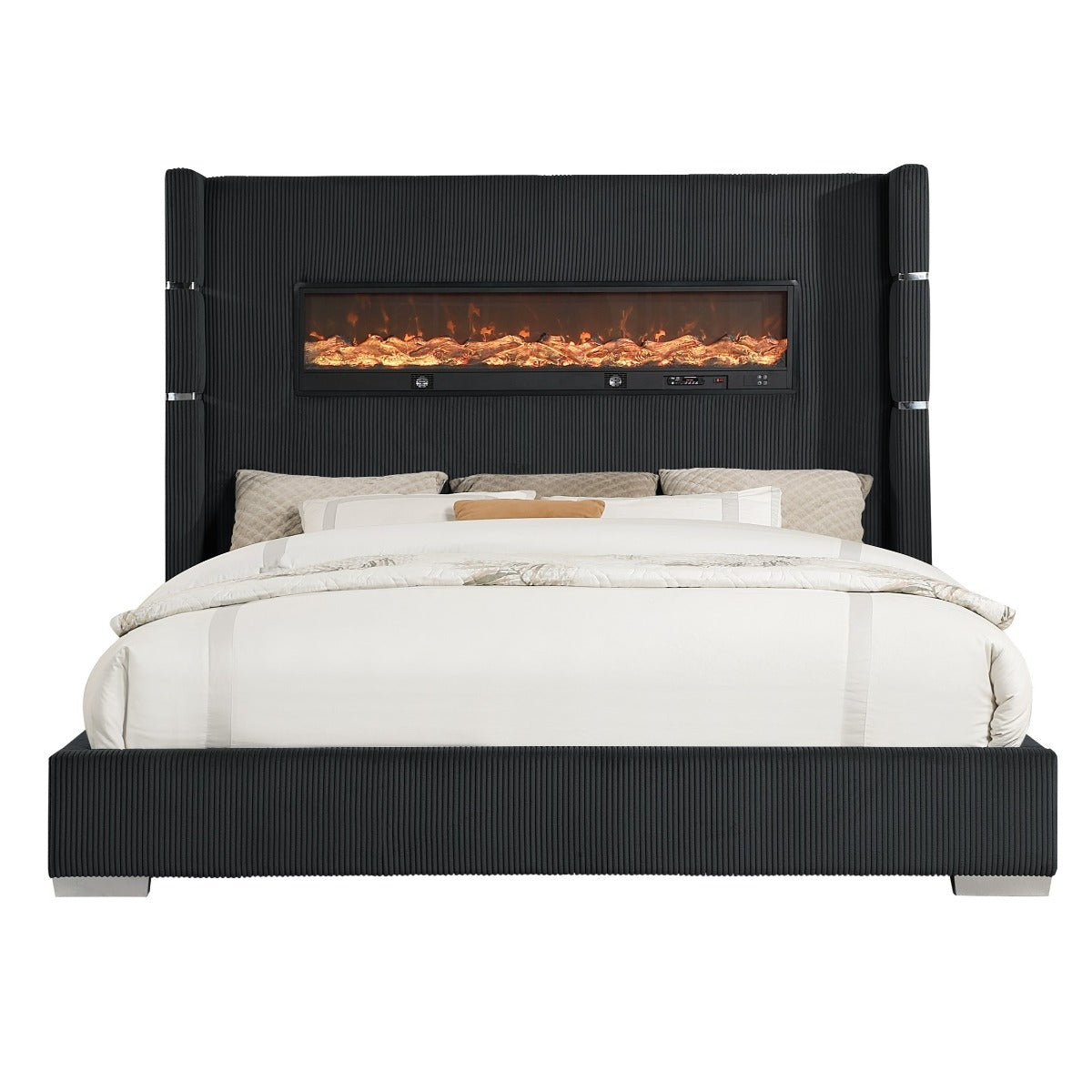 SH296BLK-1 UPHL QN BED W/ FIREPLACE DISPLAY