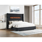 SH296BLK-1 UPHL QN BED W/ FIREPLACE DISPLAY