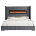 SH296GRY-1 UPHL QN BED W/ FIREPLACE DISPLAY