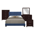 SH215BLU-1 QUEEN BED W/BLUE FABRIC