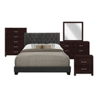 SH215DGR-1 QUEEN BED W/DARK GREY FABRIC