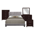 SH215GRY-1 QUEEN BED W/GREY FABRIC