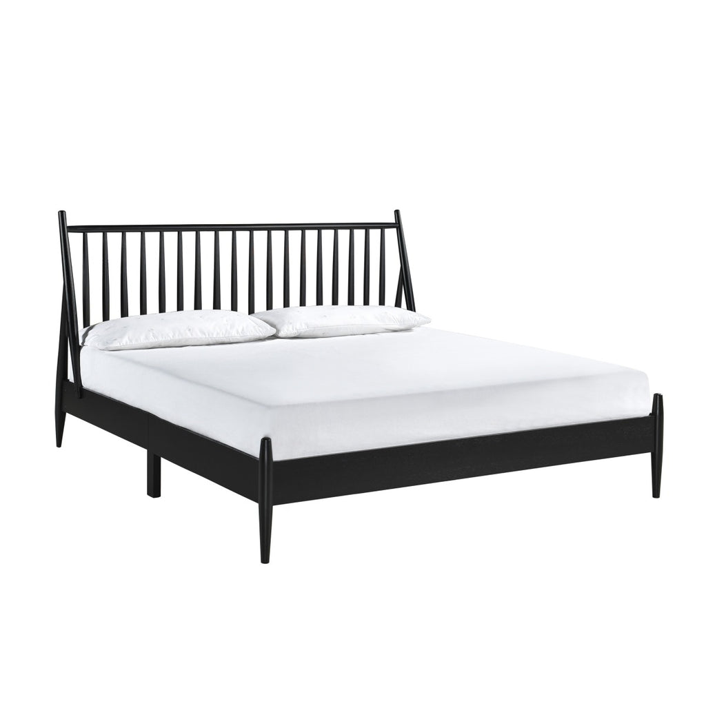 SH2225BLKK-1EK KING SPINDLE WOOD BED, MATTE BLACK FINISH