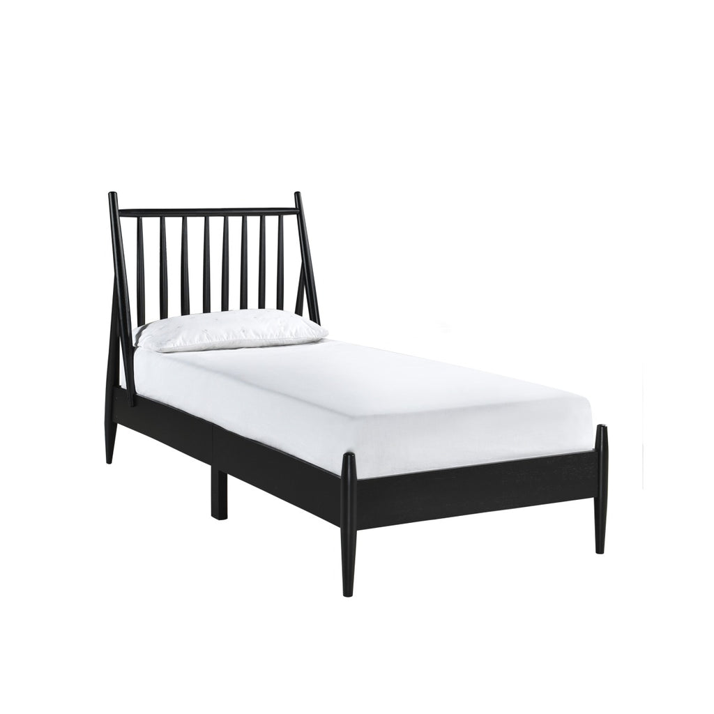SH2225BLKT-1 TWIN SPINDLE WOOD BED, MATTE BLACK FINISH