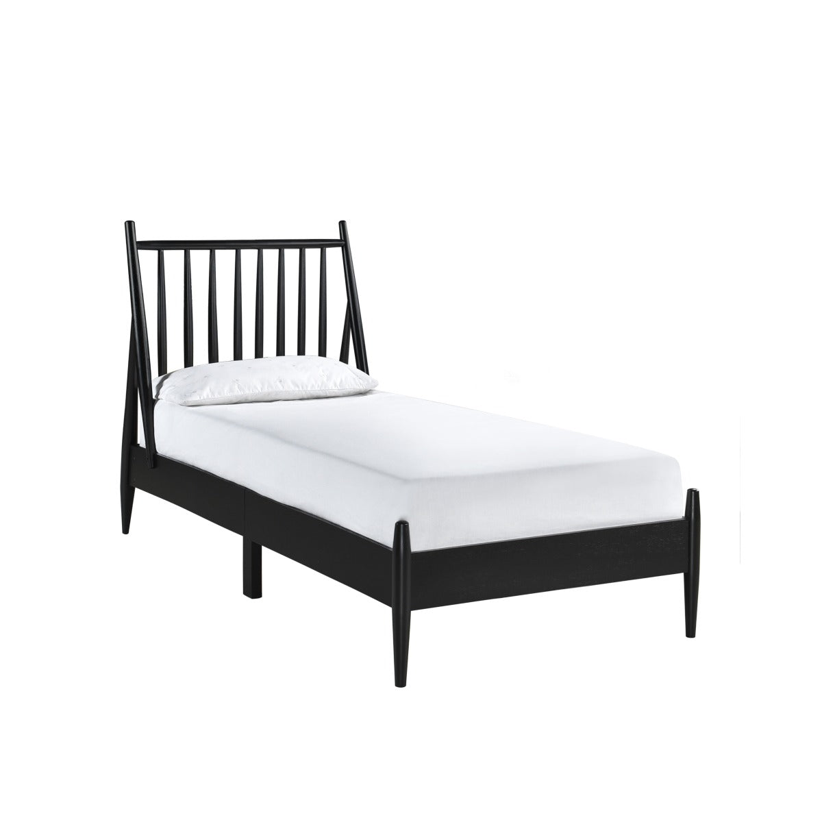 SH2225BLKT-1 TWIN SPINDLE WOOD BED, MATTE BLACK FINISH