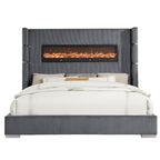 SH296GRYK-1EK UPHL EK BED W/ FIREPLACE DISPLAY