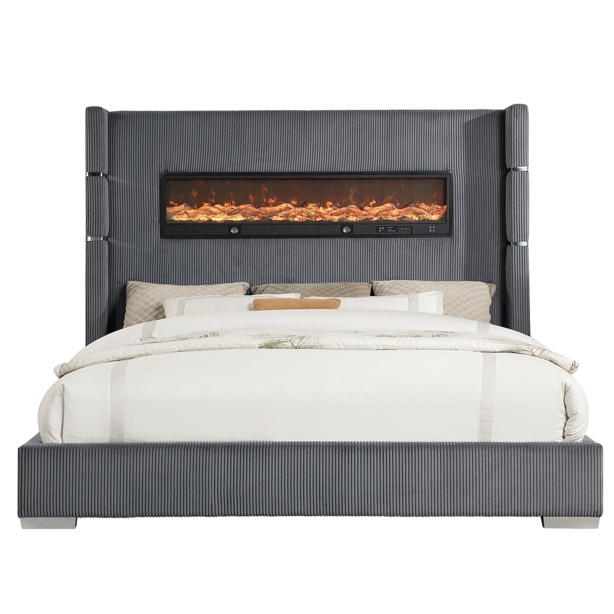 SH296GRYK-1EK UPHL EK BED W/ FIREPLACE DISPLAY