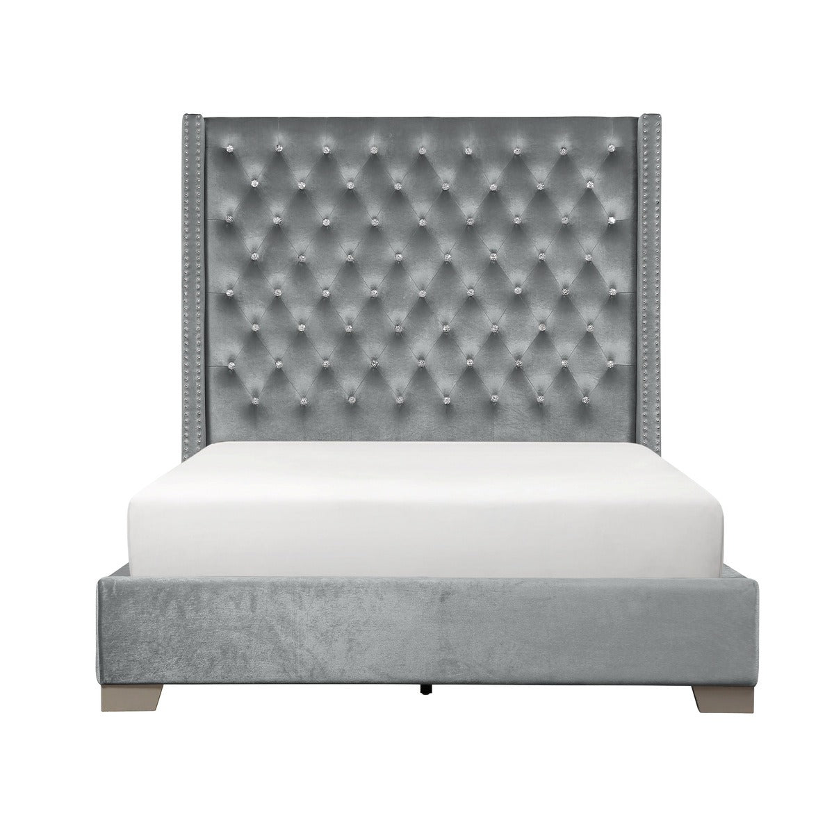 SH228KGRY-1* UPHL VELVET EK BED, GRAY