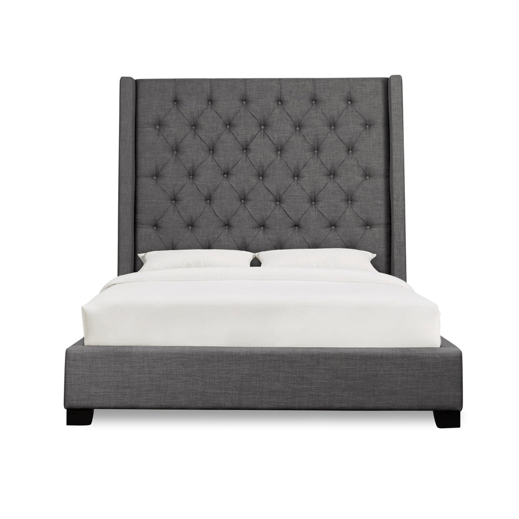 SH229NDGR-1 QUEEN BED WITH DARK GRAY FABRIC