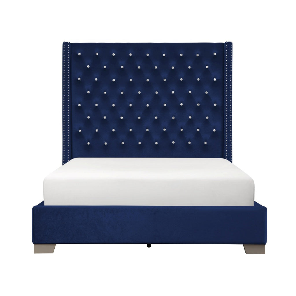 SH228BLU-1* UPHL VELVET QN BED, BLUE