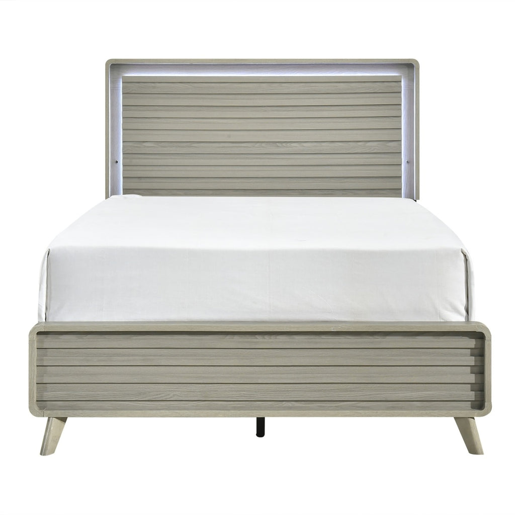 SH2300-1* QUEEN BED W/ LED, ANTIQUE GRAY
