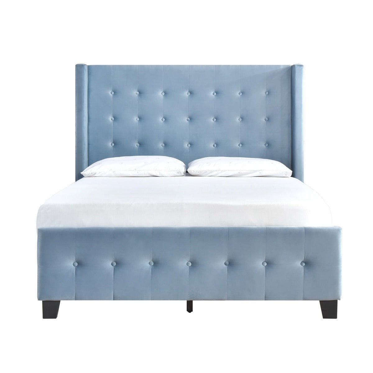 SH2618BLU-1 QUEEN BED W/ TUFTED AND W/ SPEAKER & USB/TYPE C, BLUE VELVET