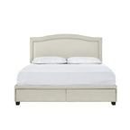 SH2711BGE-1 QUEEN BED W/ FB STORAGE, NAILHEAD, 8 SLATS & 3 SUPPORT LEGS, BEIGE