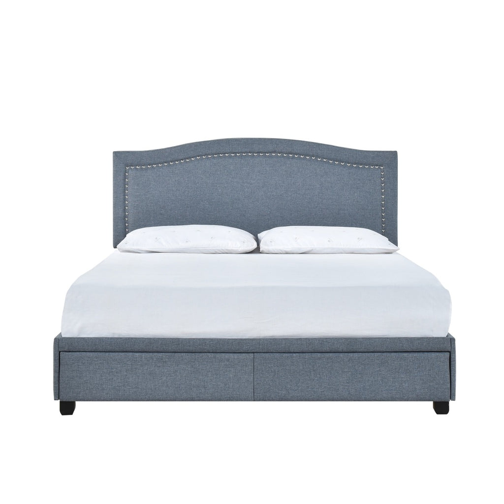 SH2711DGRK-1EK KING BED W/FB STORAGE, NAILHEAD, 8 SLATS & 6 SUPPORT LEGS, DARK GRAY