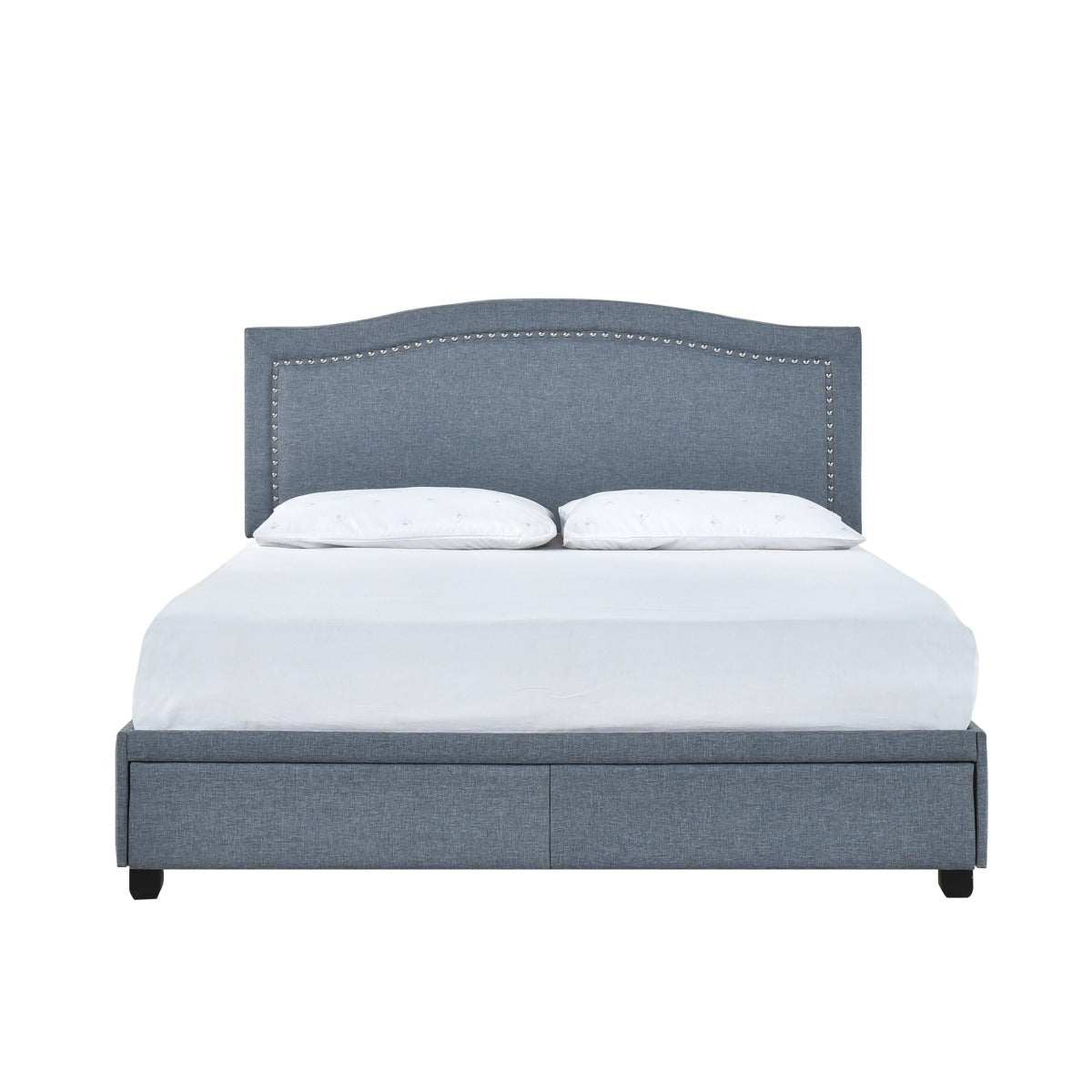 SH2711DGRK-1EK KING BED W/FB STORAGE, NAILHEAD, 8 SLATS & 6 SUPPORT LEGS, DARK GRAY