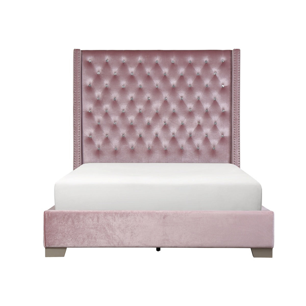 SH228KPNK-1* UPHL VELVET KING BED, PINK