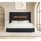 SH296BLK-1 UPHL QN BED W/ FIREPLACE DISPLAY