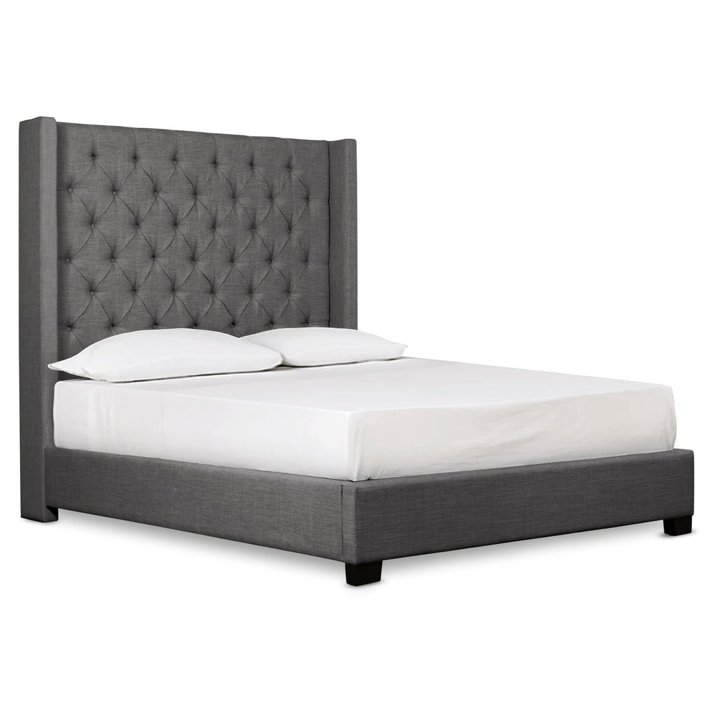 SH229NDGR-1 QUEEN BED WITH DARK GRAY FABRIC