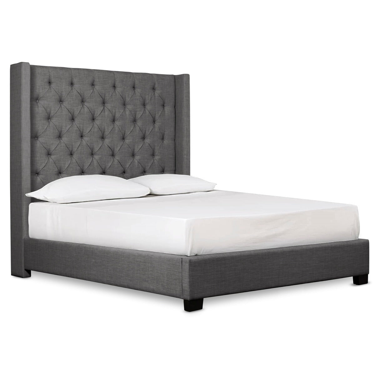 SH229NDGR-1 QUEEN BED WITH DARK GRAY FABRIC