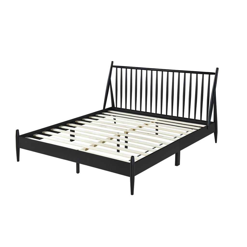 SH2225BLKK-1EK KING SPINDLE WOOD BED, MATTE BLACK FINISH