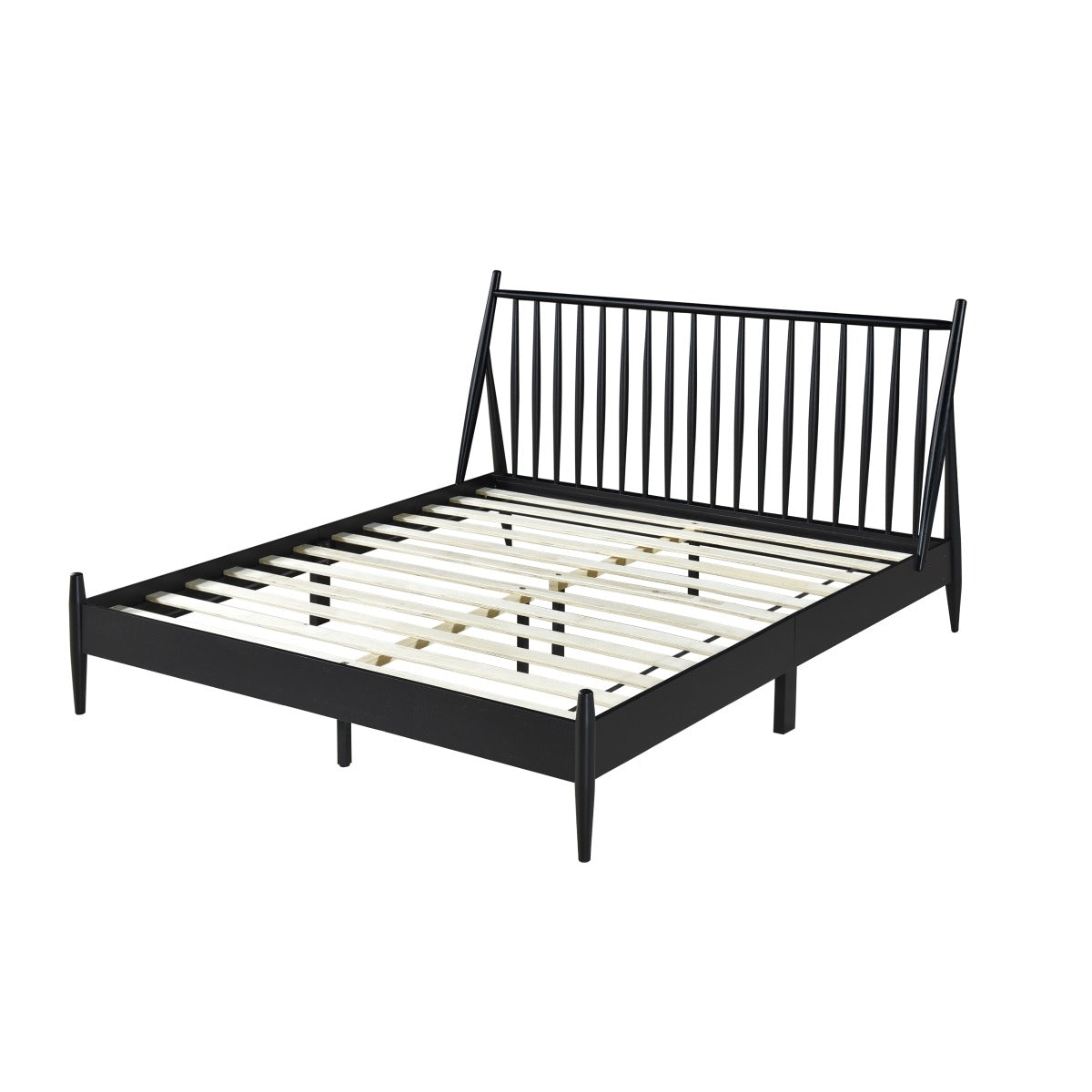 SH2225BLKK-1EK KING SPINDLE WOOD BED, MATTE BLACK FINISH