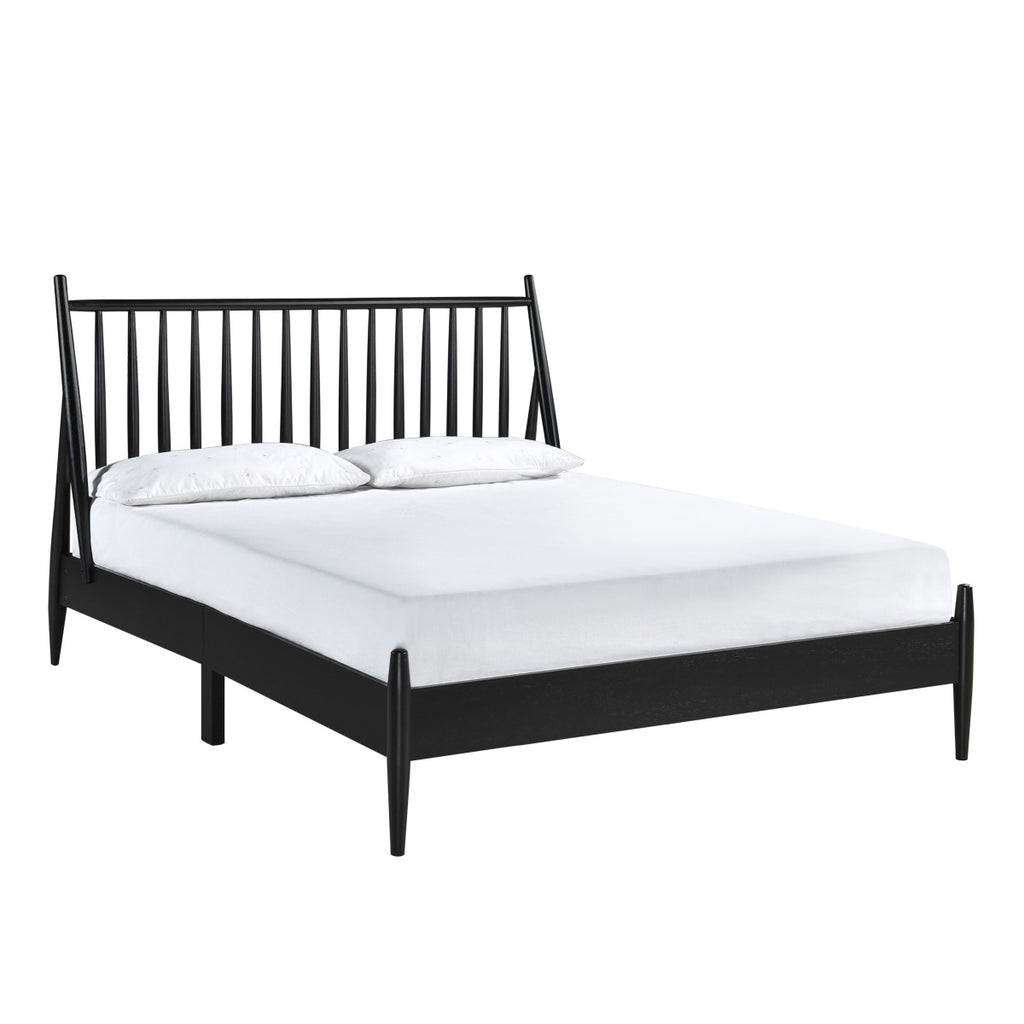 SH2225BLK-1 QUEEN SPINDLE WOOD BED, MATTE BLACK FINISH