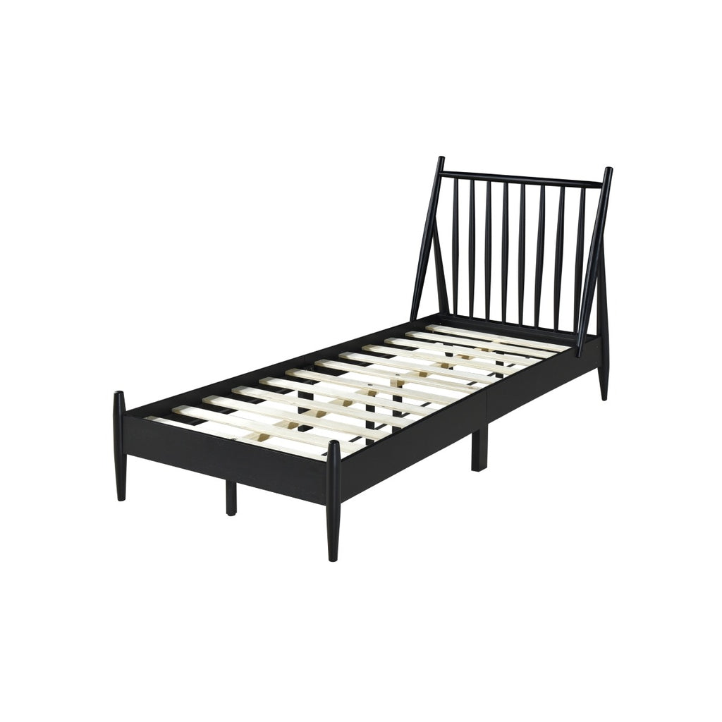 SH2225BLKT-1 TWIN SPINDLE WOOD BED, MATTE BLACK FINISH