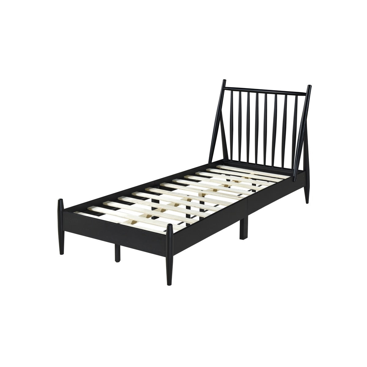 SH2225BLKT-1 TWIN SPINDLE WOOD BED, MATTE BLACK FINISH