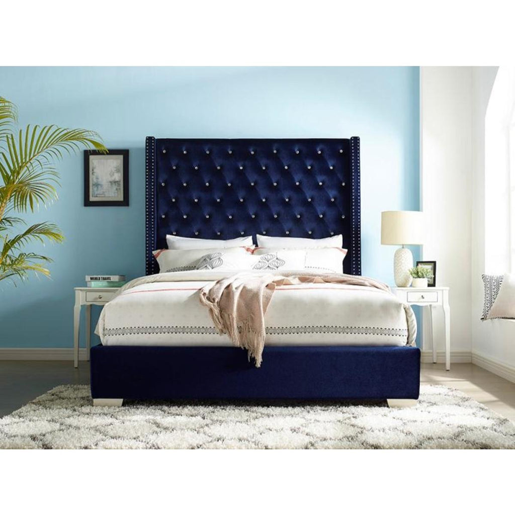 SH228BLU-1* UPHL VELVET QN BED, BLUE