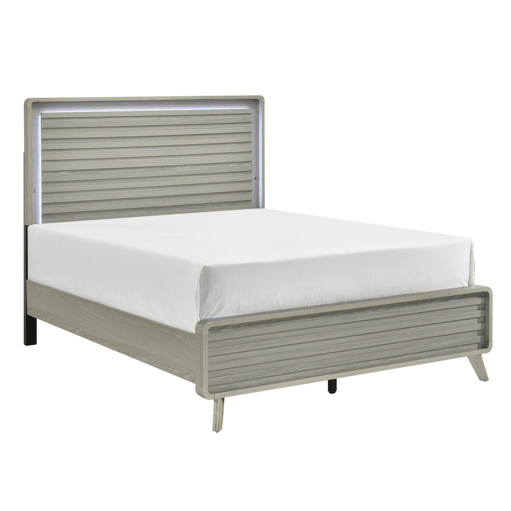 SH2300-1* QUEEN BED W/ LED, ANTIQUE GRAY