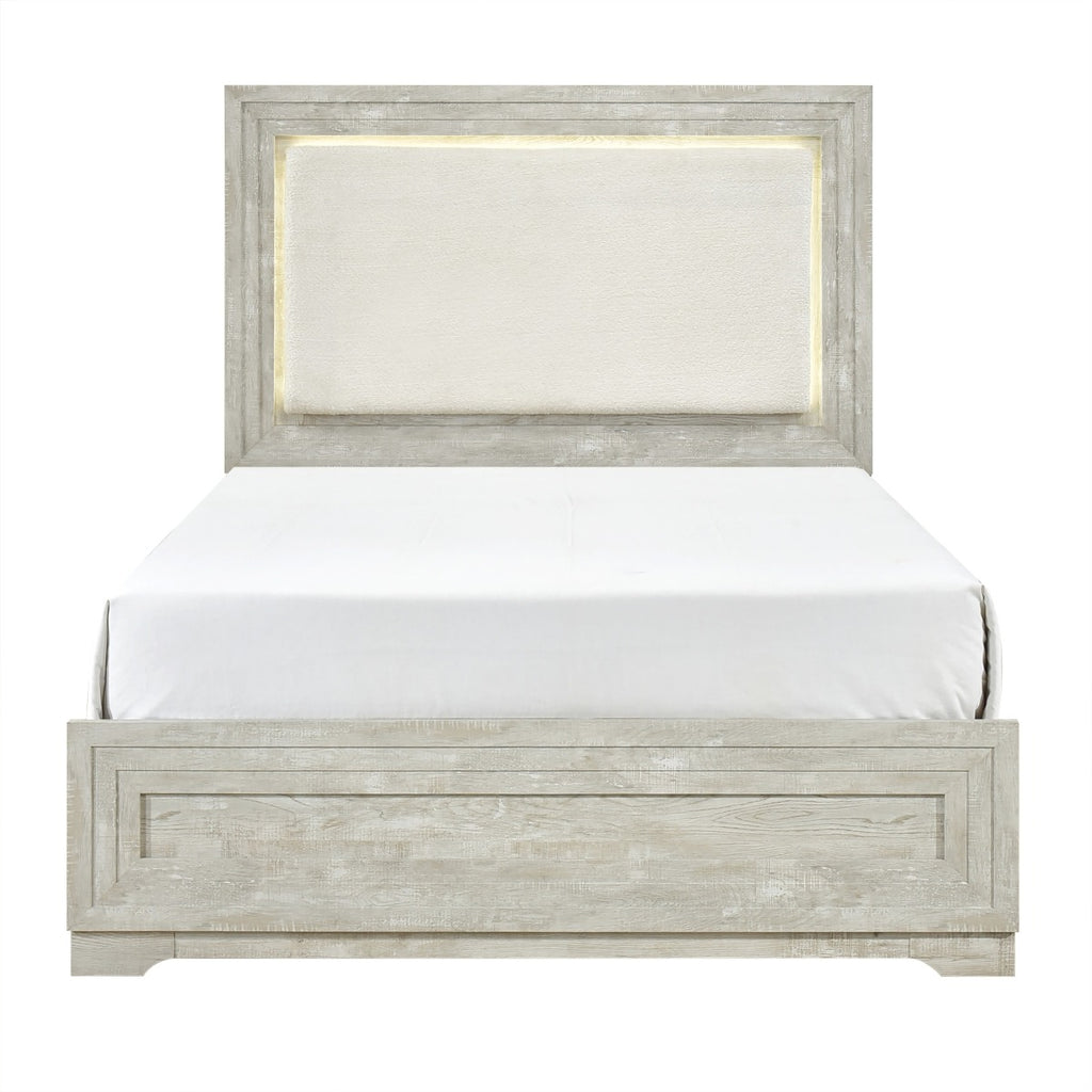 SH2319K-1EK* EK BED W/LED, ANTIQUE LIGHT GRAY