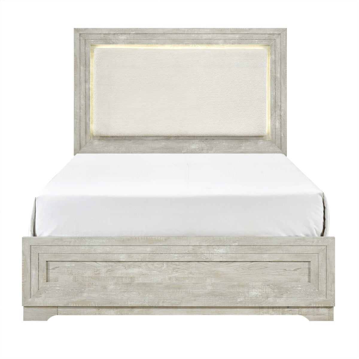 SH2319K-1EK* EK BED W/LED, ANTIQUE LIGHT GRAY