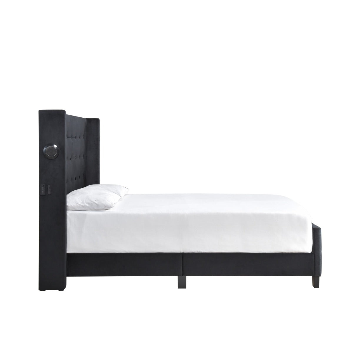 SH2618BLKK-1EK KING BED W/ TUFTED AND W/ SPEAKER & USB/TYPE C, BLACK VELVET