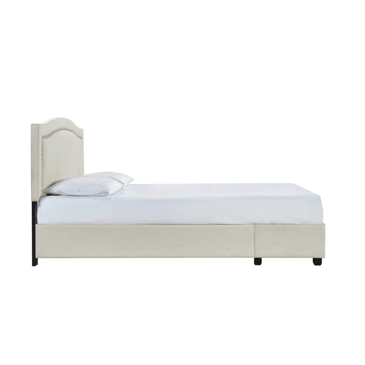 SH2711BGEK-1EK KING BED W/FB STORAGE, NAILHEAD, 8 SLATS & 6 SUPPORT LEGS, BEIGE