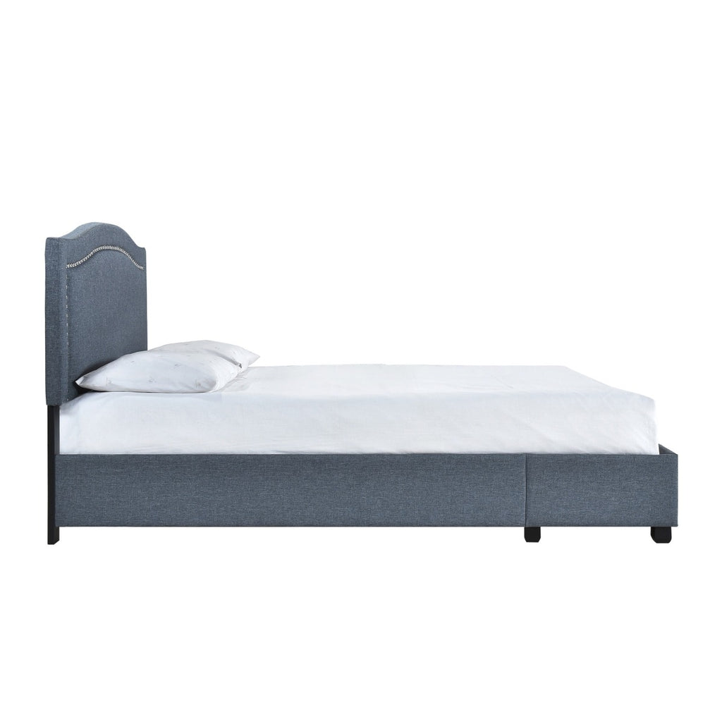 SH2711DGR-1 QUEEN BED W/FB STORAGE, NAILHEAD, 8 SLATS & 3 SUPPORT LEGS, DARK GRAY
