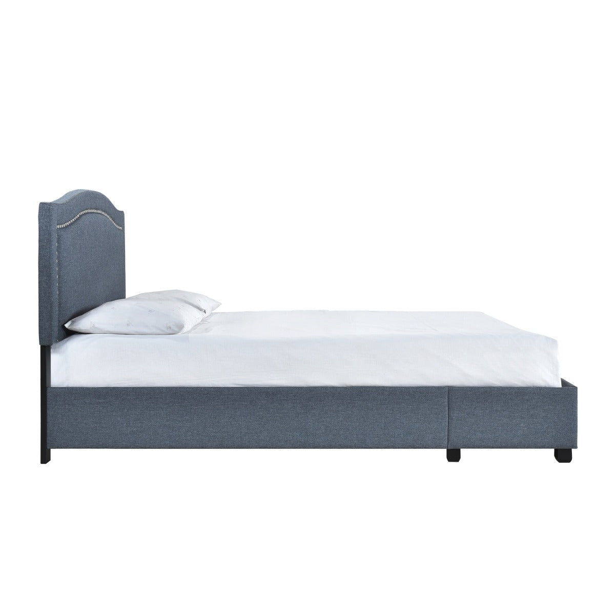 SH2711DGR-1 QUEEN BED W/FB STORAGE, NAILHEAD, 8 SLATS & 3 SUPPORT LEGS, DARK GRAY
