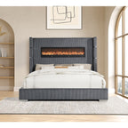 SH296GRYK-1EK UPHL EK BED W/ FIREPLACE DISPLAY