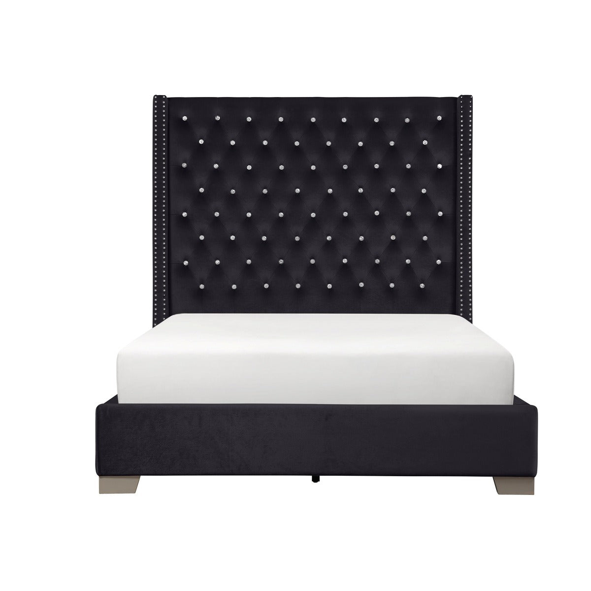 SH228BLK-1* UPHL VELVET QN BED, BLACK