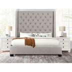 SH229NGRY-1 QUEEN BED WITH GRAY FABRIC